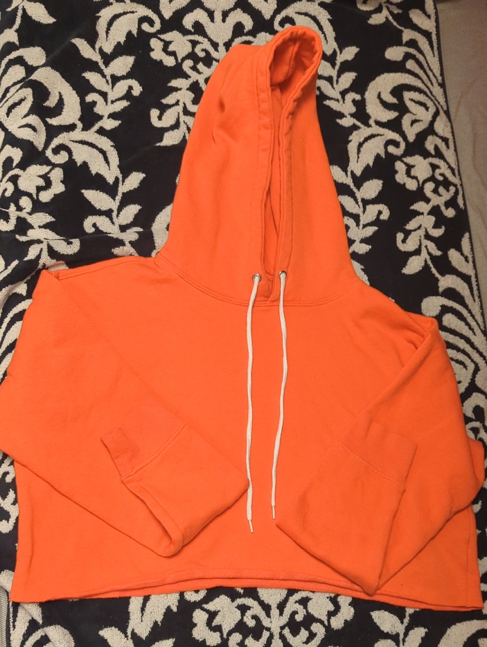 wild fable Orange Cropped Oversized Pullover Hoodie W Drawstrings Long Sleeves M